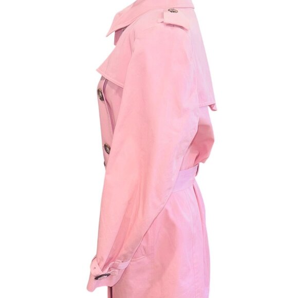 Jones New York Signature Pink Double-Breasted Trench Coat L Barbie Legally Blond - Picture 6 of 13